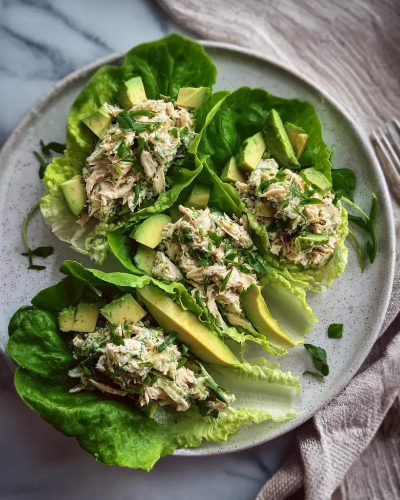 Fresh and Flavorful Avocado Chicken Salad Lettuce Boats Perfect for Summer - Featured Image