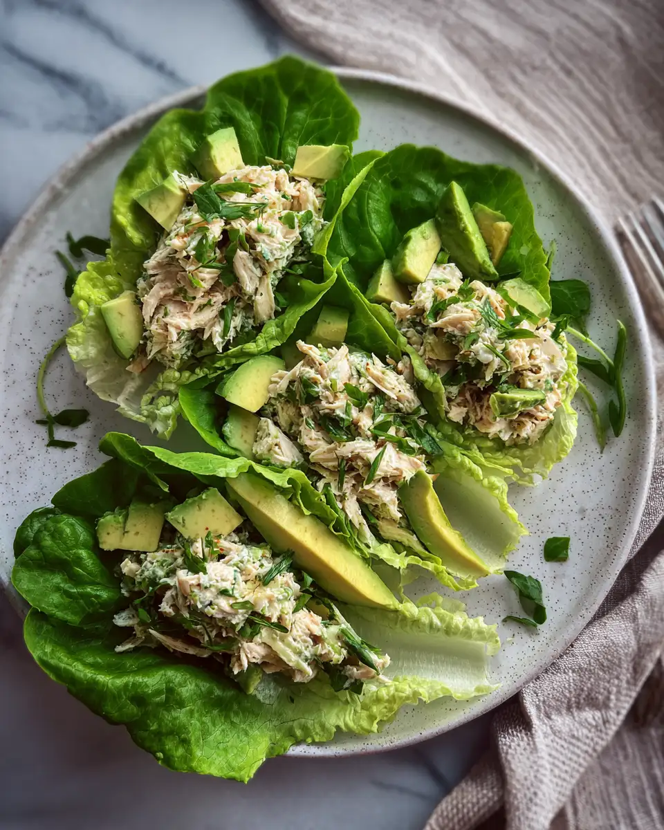 Fresh and Flavorful Avocado Chicken Salad Lettuce Boats Perfect for Summer - Featured Image