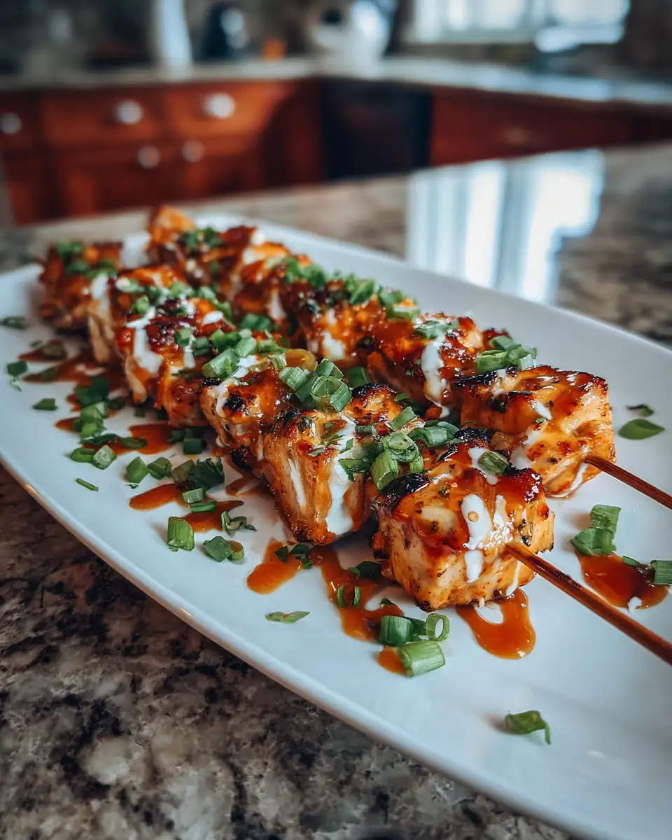 Final dish - Spice Up Your Grill Night with Irresistible Bang Bang Chicken Skewers