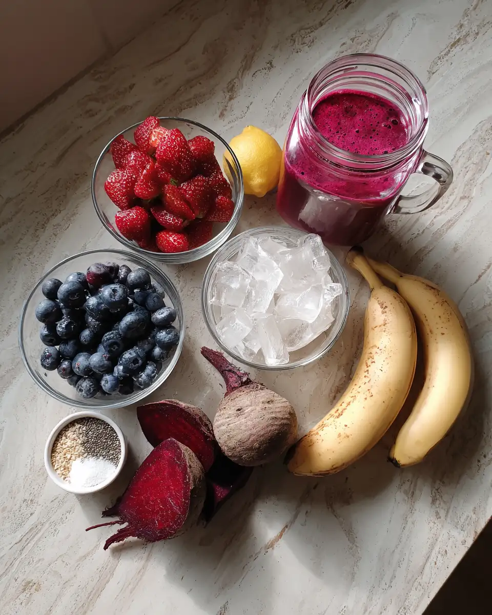 Ingredients for Sip the Spectrum: Beetroot Smoothie Vibrant Magenta Superfood Drink