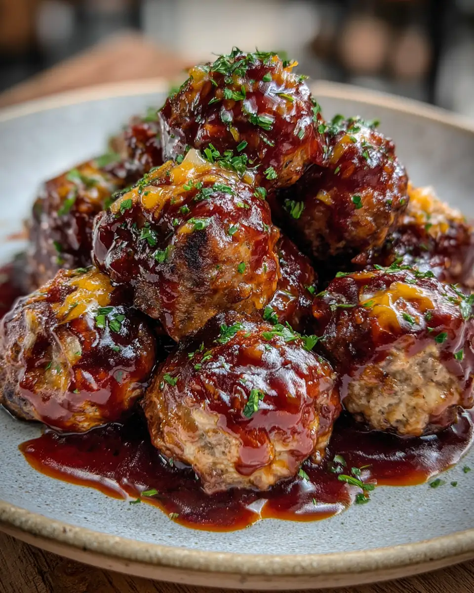 Final dish - Savor the Flavor: Bourbon BBQ Bacon Cheeseburger Meatballs Explosion