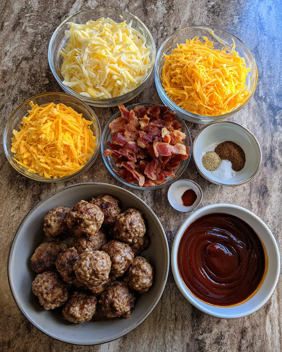 Ingredients for Savor the Flavor: Bourbon BBQ Bacon Cheeseburger Meatballs Explosion