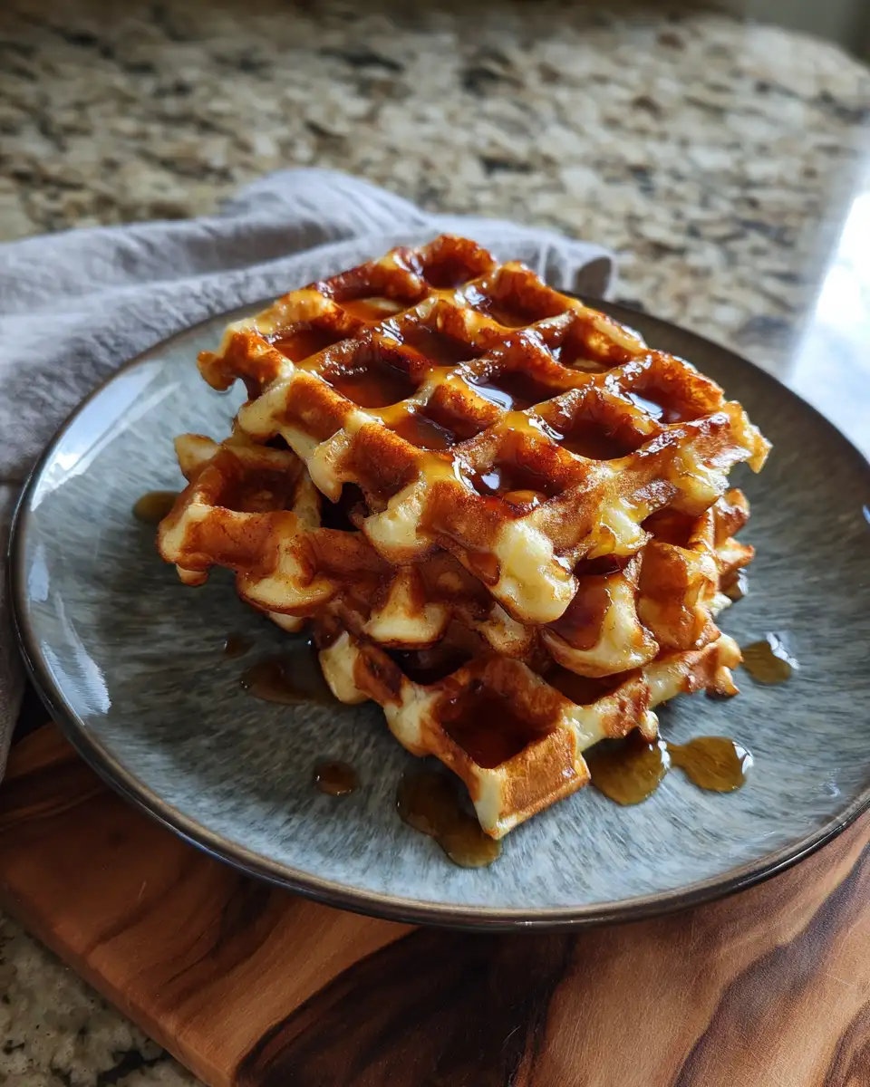 Final dish - Golden Delight: Discover the Magic of Caramelized Apple Waffle Pastries