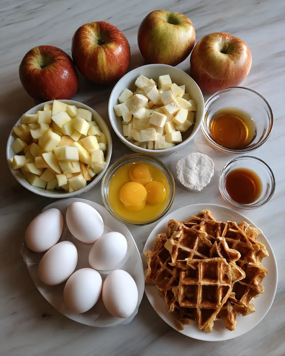 Ingredients for Golden Delight: Discover the Magic of Caramelized Apple Waffle Pastries
