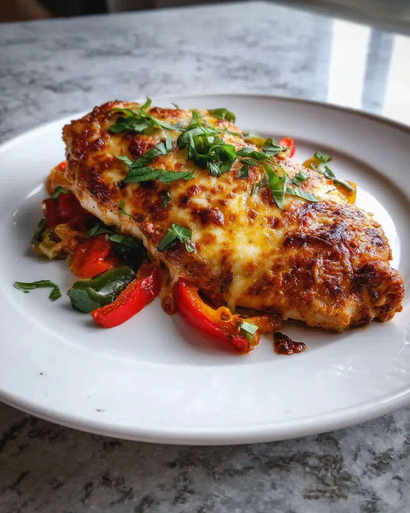 Irresistible Cheesy Baked Chicken Breast and Peppers Recipe to Satisfy Your Cravings - Featured Image