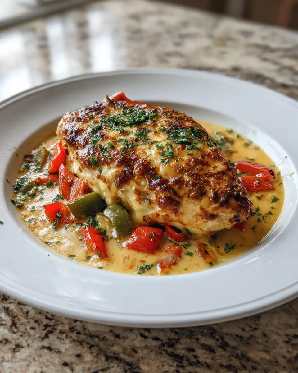 Final dish - Irresistible Cheesy Baked Chicken Breast and Peppers Recipe to Satisfy Your Cravings