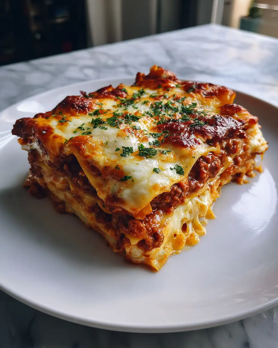 Final dish - Ultimate Cheesy Lasagna with Melted Stretchy Mozzarella to Satisfy Every Craving