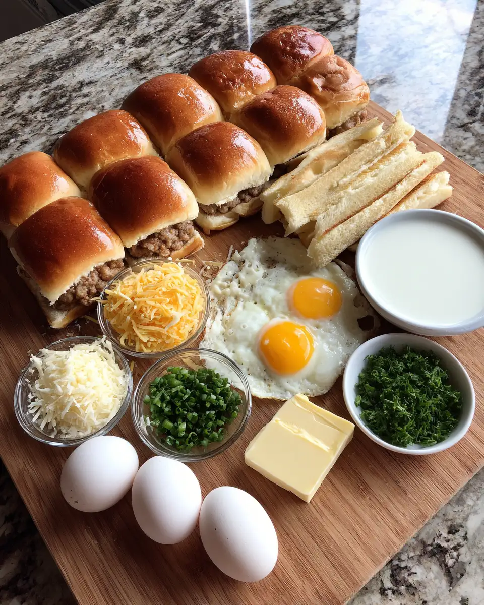 Ingredients for Irresistible Cheesy Sausage and Egg Breakfast Sliders to Start Your Day