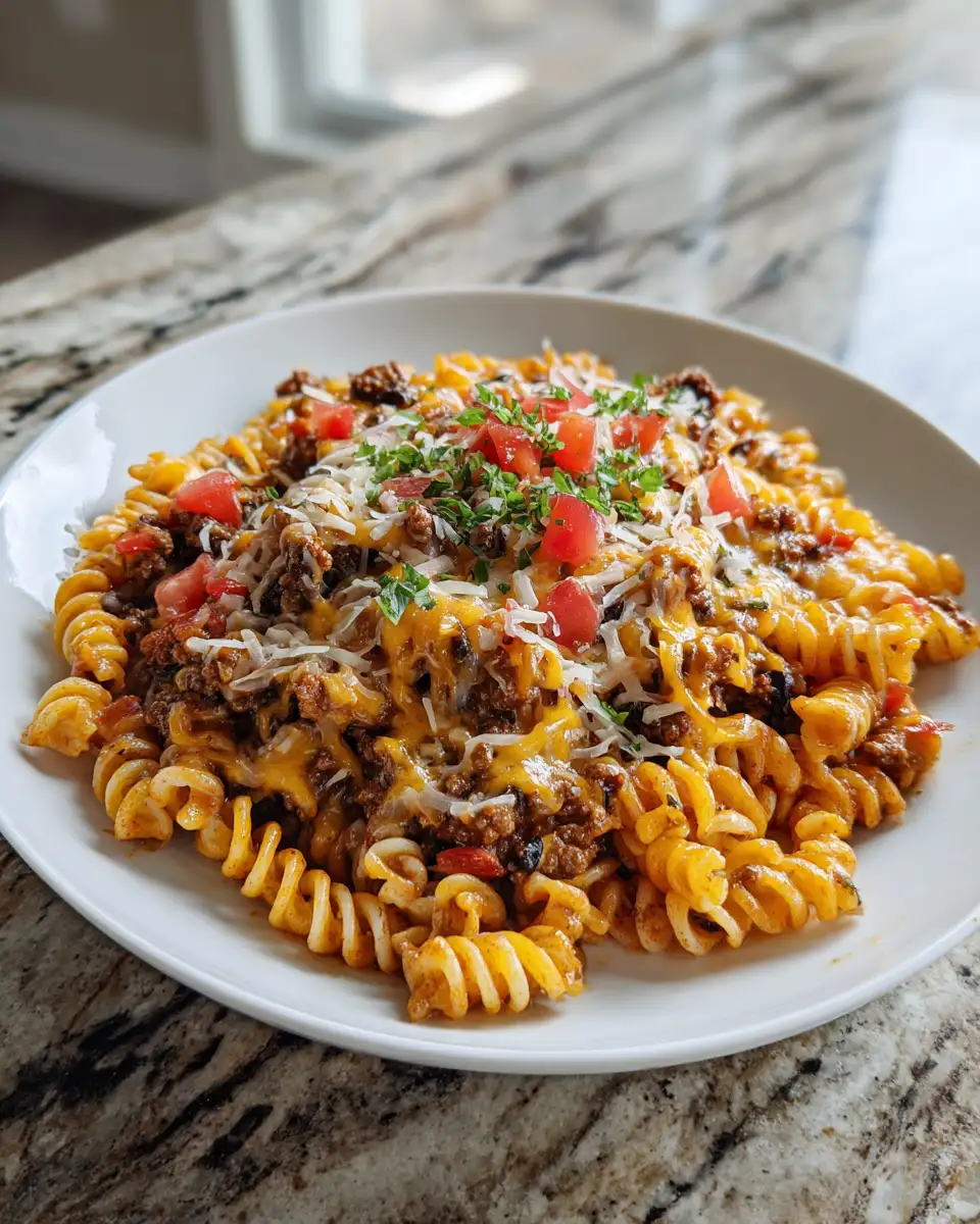 Final dish - Ultimate Comfort Food Cheesy Taco Pasta Recipe