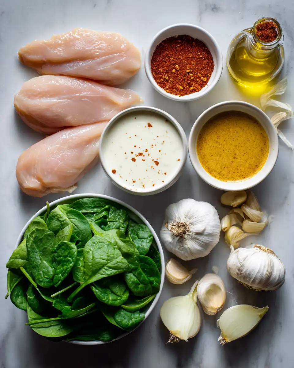 Ingredients for Delicious Chicken and Spinach in Creamy Paprika Sauce Your New Favorite Comfort Food