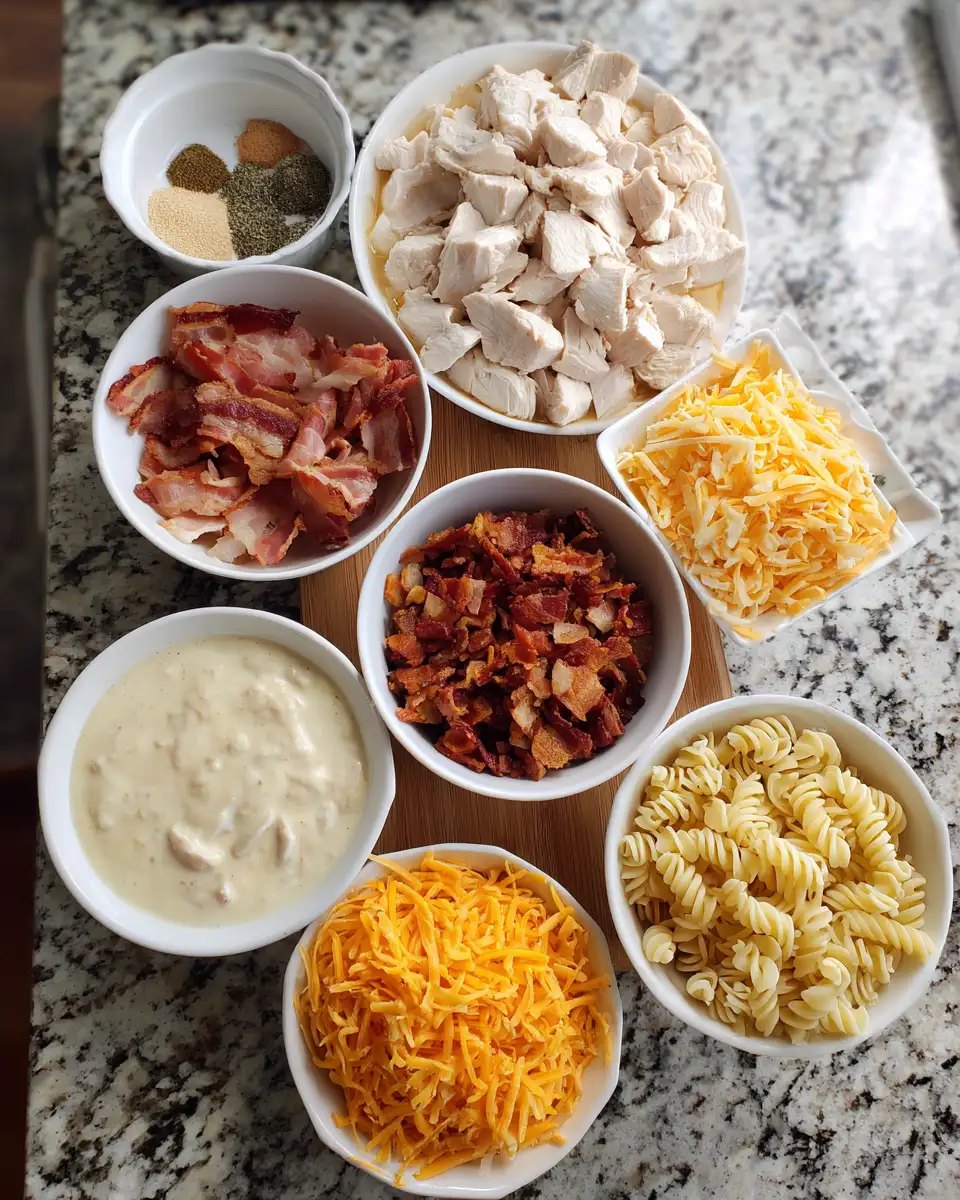 Ingredients for Creamy Chicken Bacon Ranch Casserole the Ultimate Comfort Food