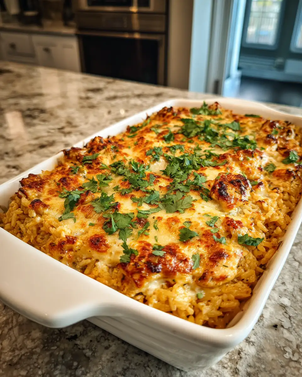 Final dish - Deliciously Easy Chicken Enchilada Rice Casserole Your New Favorite Comfort Food