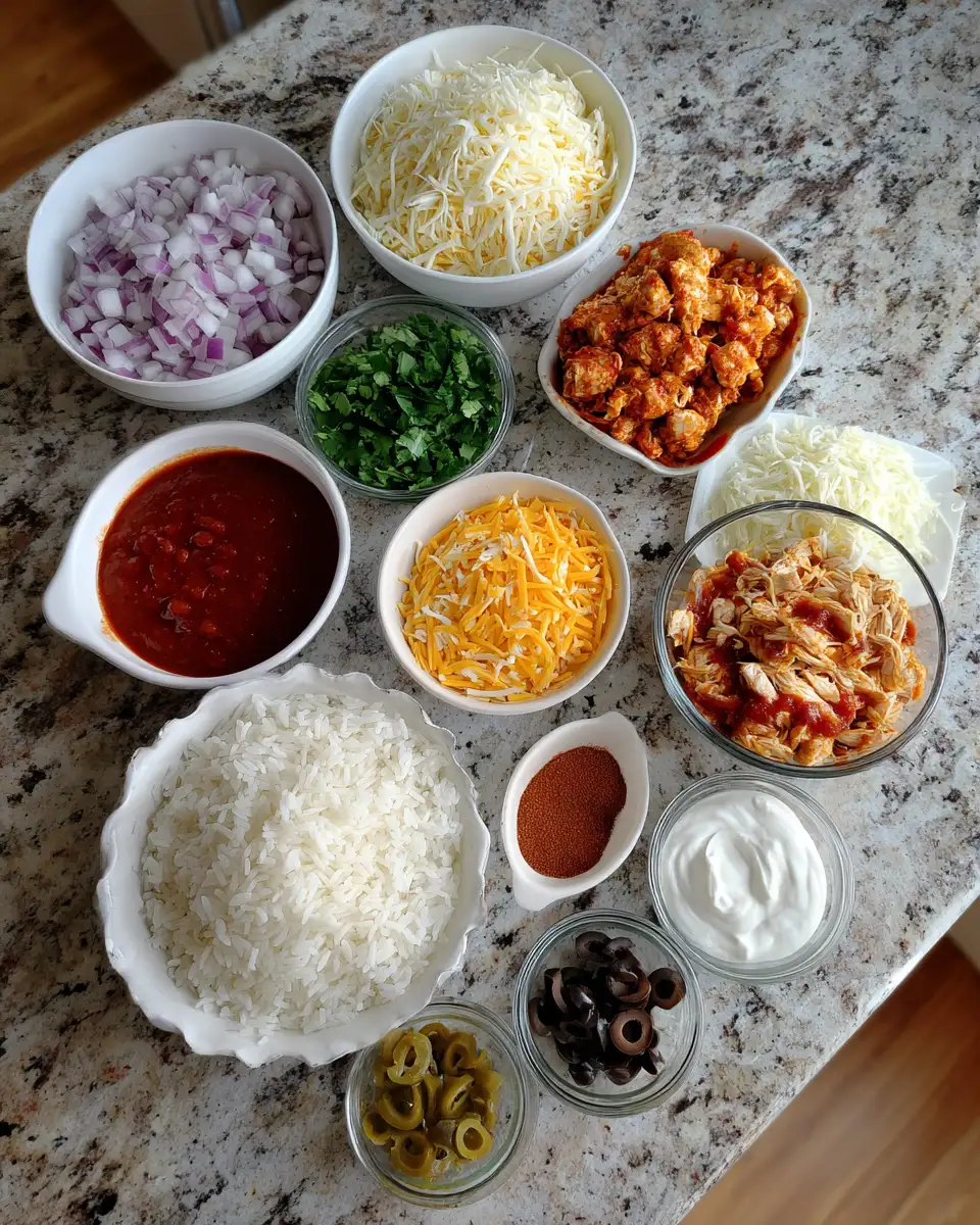 Ingredients for Deliciously Easy Chicken Enchilada Rice Casserole Your New Favorite Comfort Food