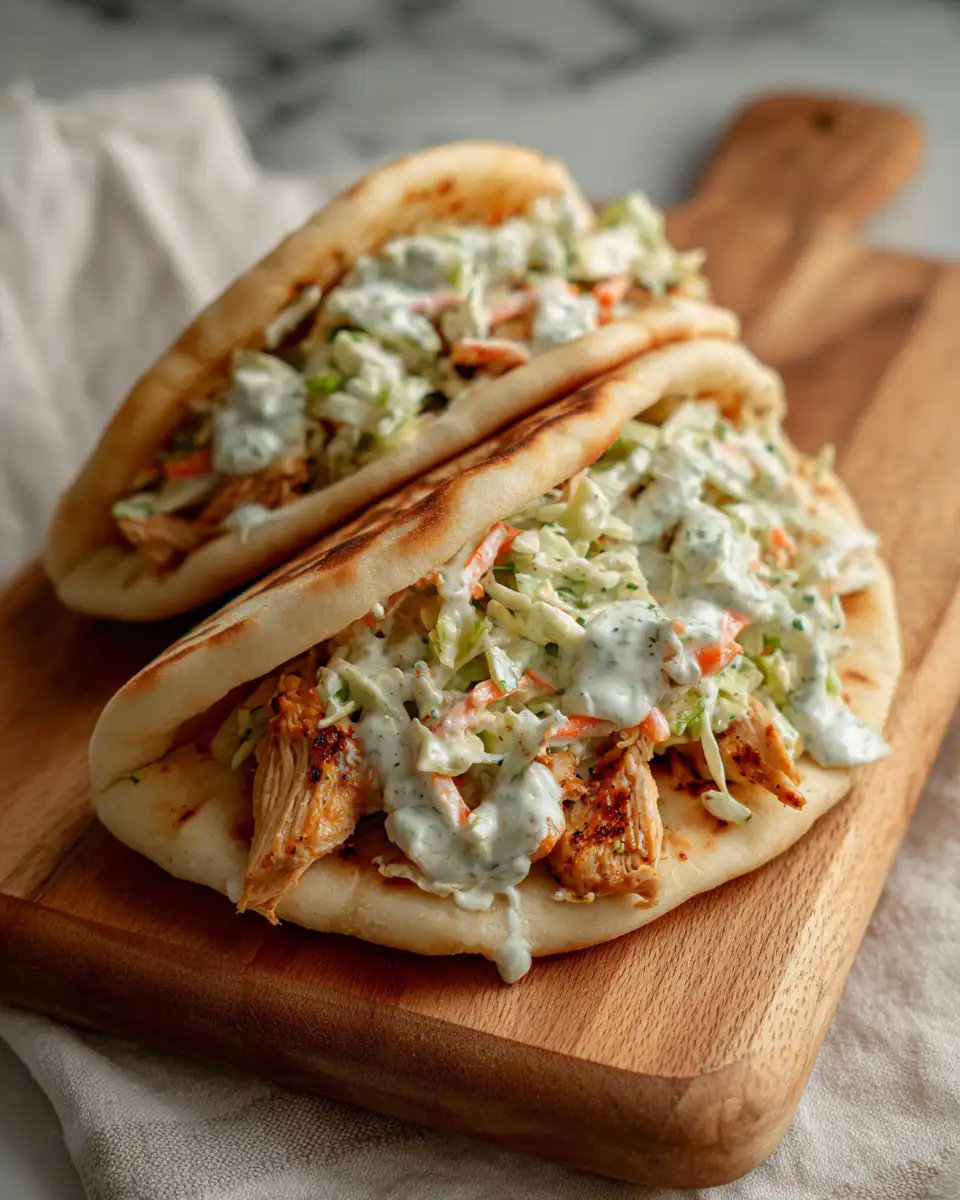 Delicious Chicken Pitas with Creamy Herby Ranch Slaw Your New Favorite Sandwich - Featured Image