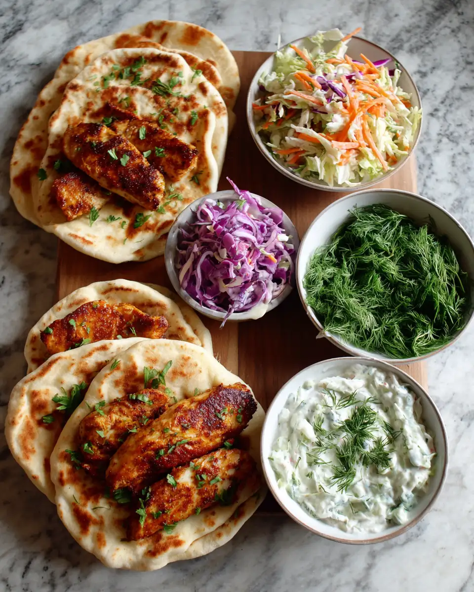 Ingredients for Delicious Chicken Pitas with Creamy Herby Ranch Slaw Your New Favorite Sandwich