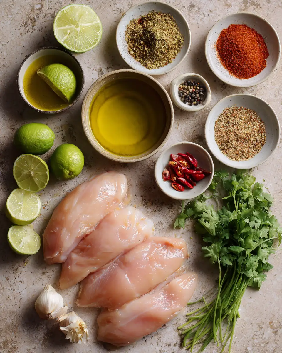 Ingredients for Sizzling Chili Lime Grilled Chicken Recipe for a Flavor Explosion