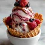 Indulge in Bliss: Chocolate Berry Swirl Waffle Cone Bowl Delight - Featured Image