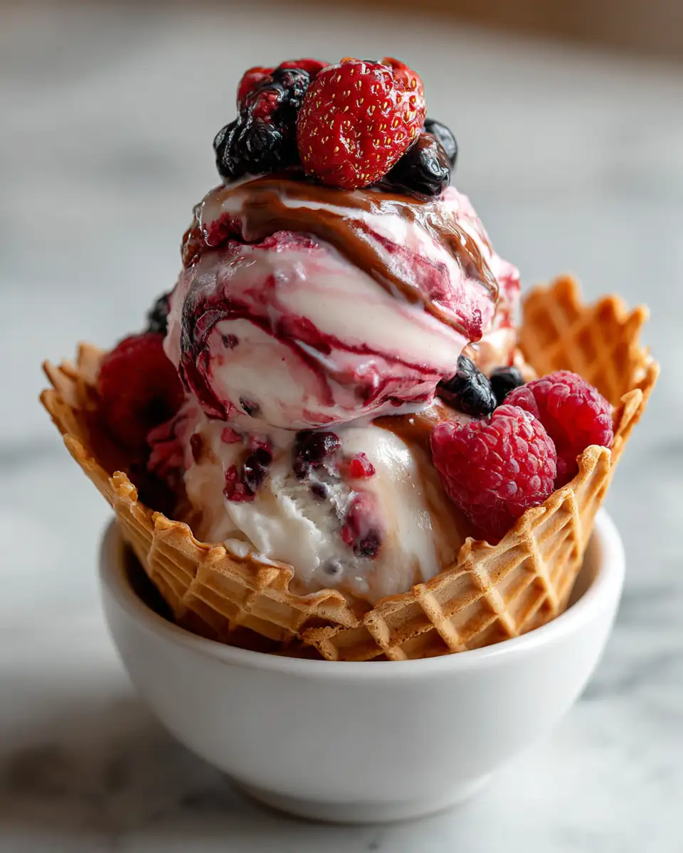 Indulge in Bliss: Chocolate Berry Swirl Waffle Cone Bowl Delight - Featured Image