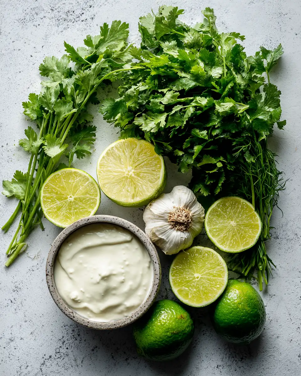 Ingredients for The Ultimate Guide to Making Fresh Cilantro Lime Crema at Home
