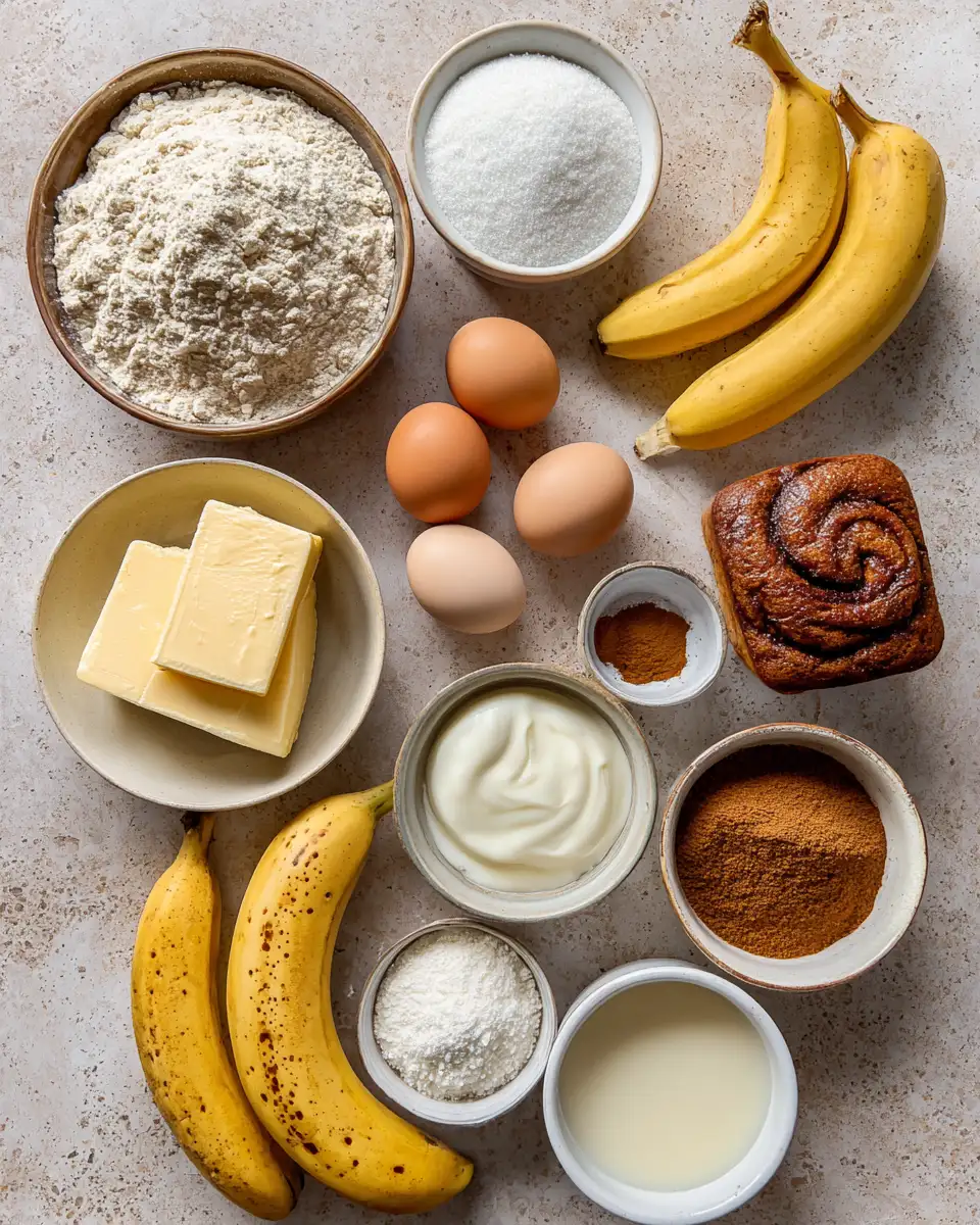 Ingredients for Irresistible Cinnamon Roll Banana Bread Recipe to Satisfy Your Sweet Tooth