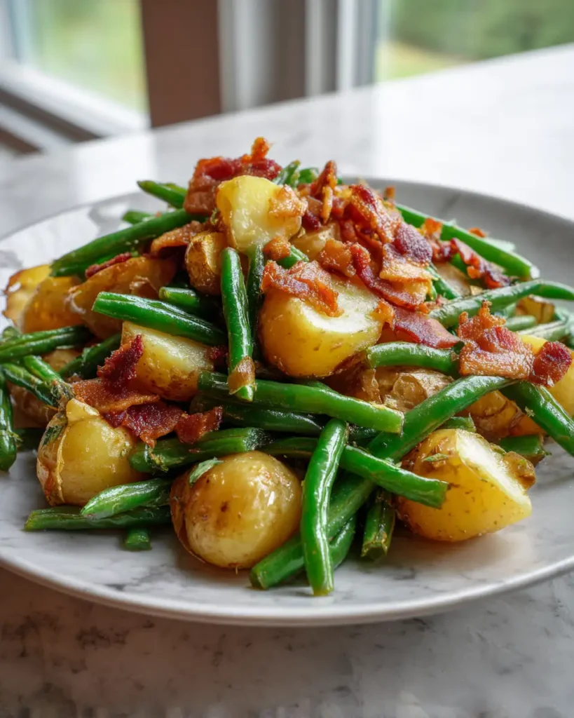 Hearty Country Ranch Green Beans and Potatoes with Crispy Bacon - Featured Image