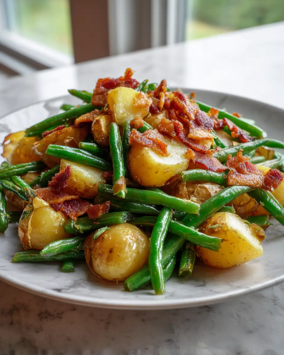 Hearty Country Ranch Green Beans and Potatoes with Crispy Bacon - Featured Image