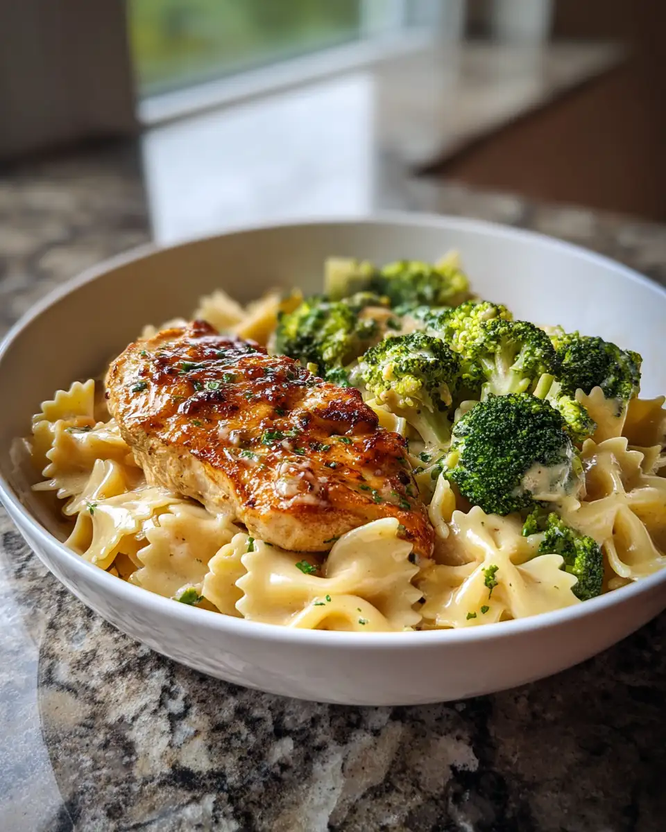 Final dish - Saddle Up for Flavor Cowboy Lemon Bowtie Chicken Pasta with Broccoli