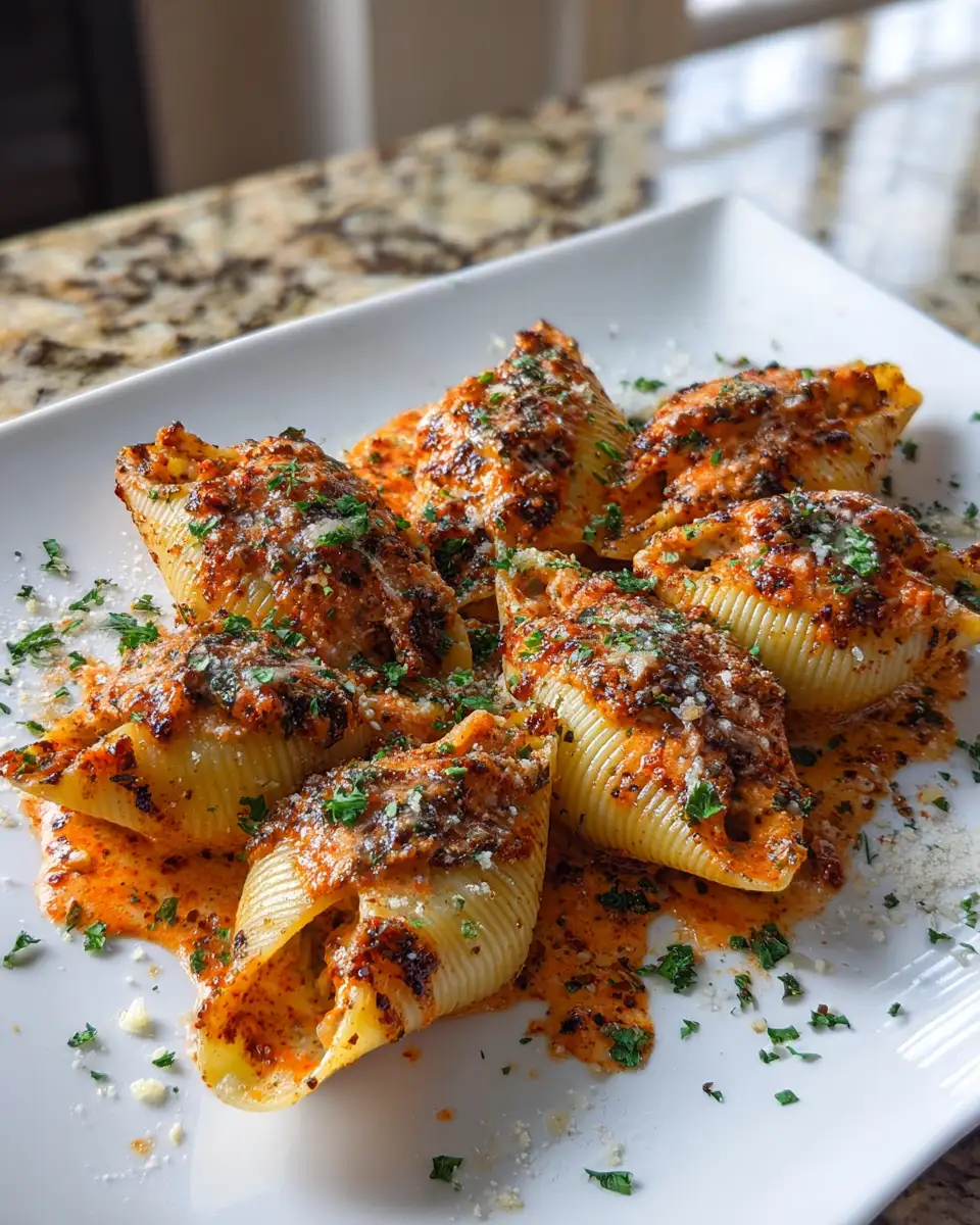 Final dish - Irresistible Creamy Cajun Chicken Stuffed Shells a Flavor Explosion
