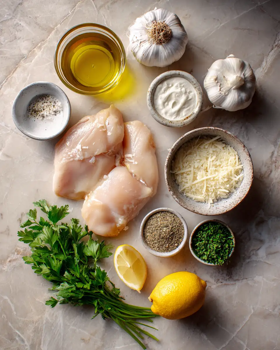 Ingredients for Irresistible Creamy Garlic Parmesan Chicken Recipe to Satisfy Your Cravings