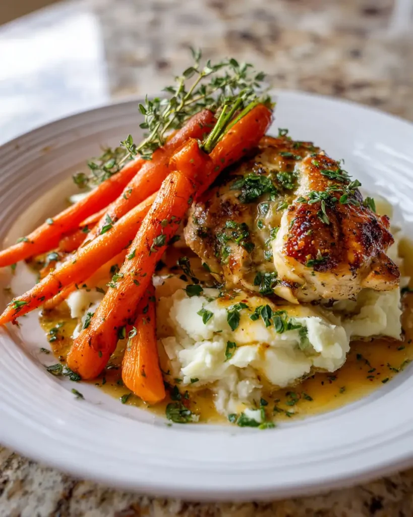 Irresistible Creamy Herb Chicken with Mashed Potatoes and Glazed Carrots - Featured Image
