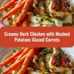 Irresistible Creamy Herb Chicken with Mashed Potatoes and Glazed Carrots