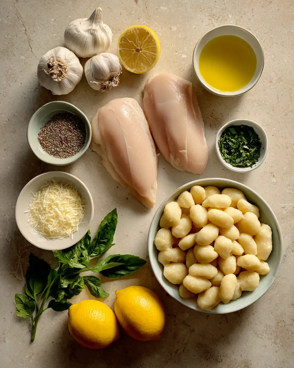 Ingredients for Irresistible Creamy Lemon Chicken Gnocchi Recipe to Brighten Your Dinner