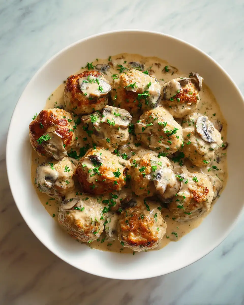 Irresistible Creamy Mushroom Chicken Meatballs Recipe to Satisfy Your Cravings - Featured Image