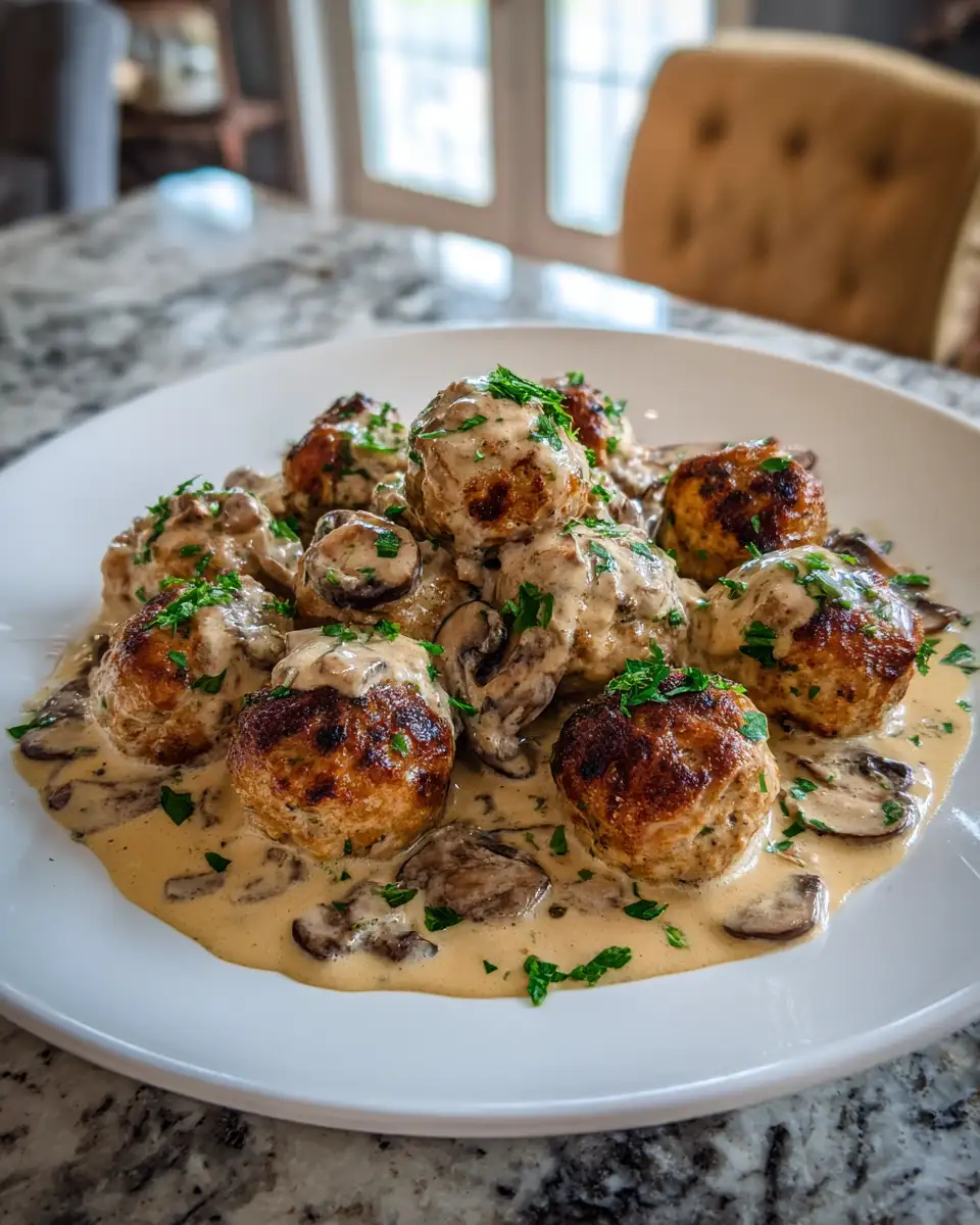 Final dish - Irresistible Creamy Mushroom Chicken Meatballs Recipe to Satisfy Your Cravings