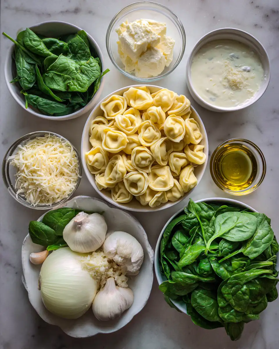 Ingredients for Creamy Tortellini with Spinach the Ultimate Comfort Food Delight
