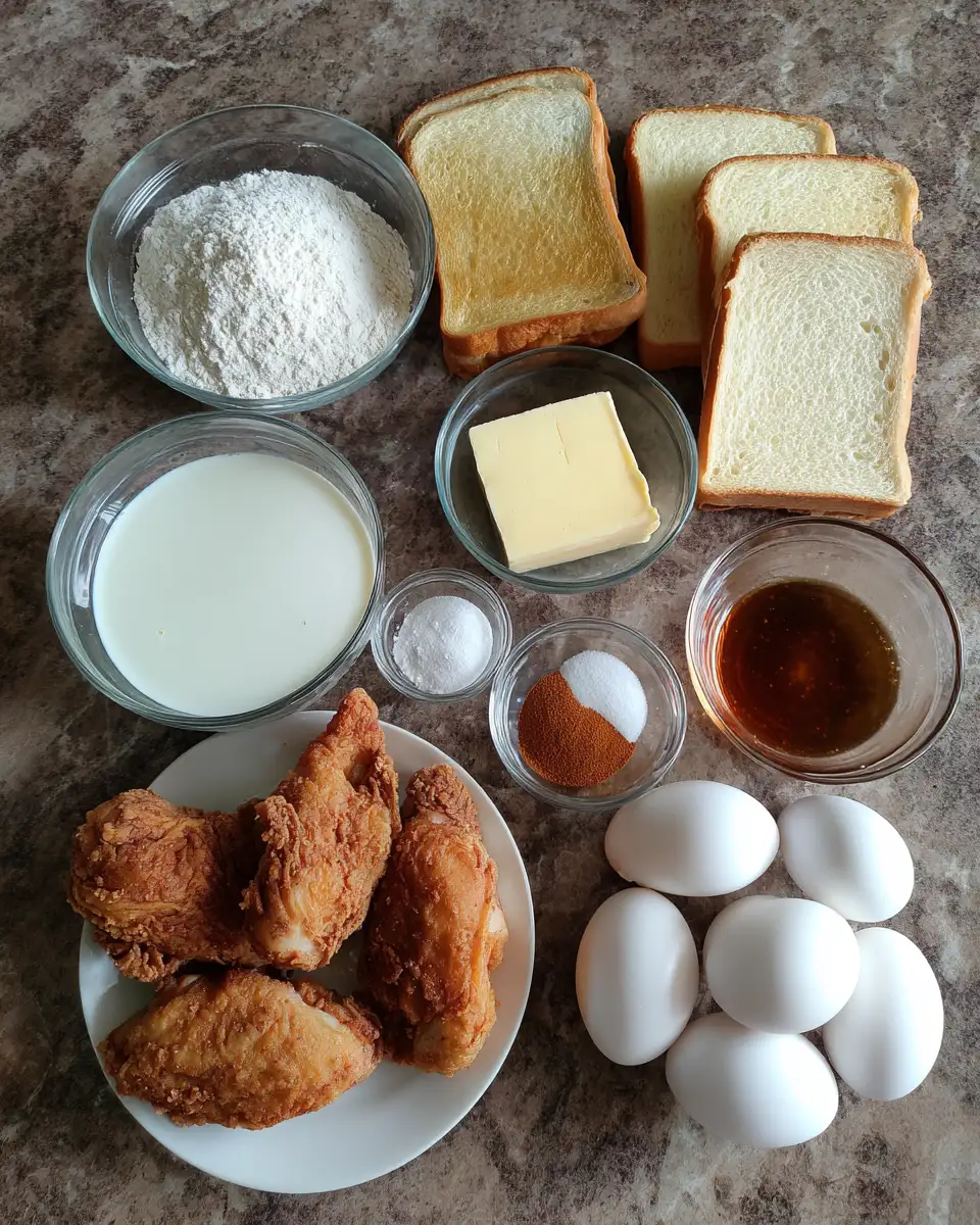 Ingredients for Crispy French Toast Fried Chicken Sandwich: A Breakfast Delight