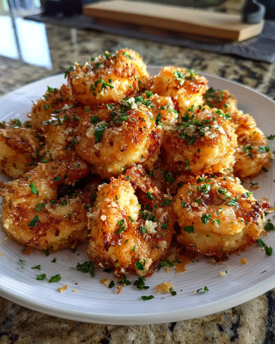 Final dish - Irresistible Crispy Garlic Shrimp Bombs with Melted Cheesy Goodness