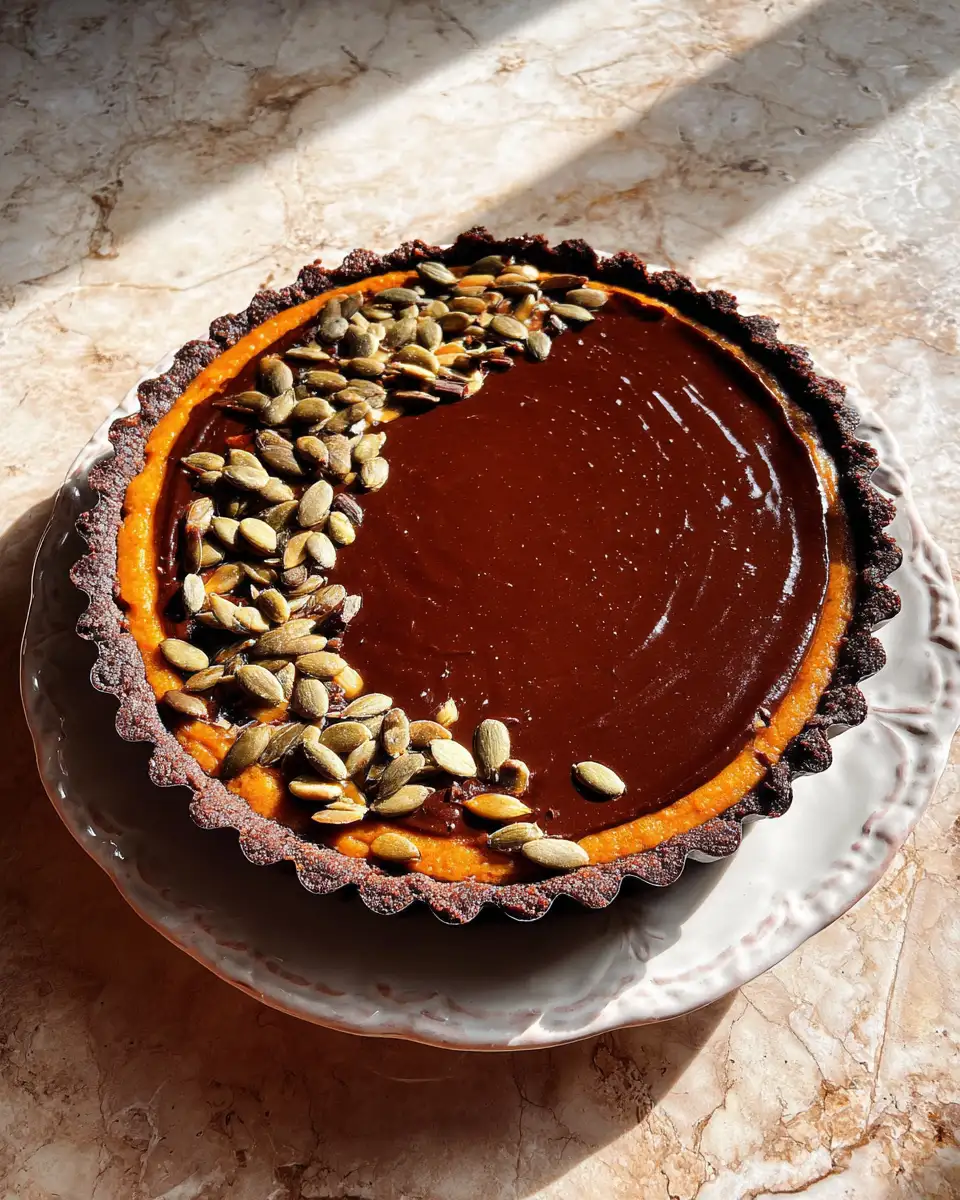 Final dish - Irresistible Dark Chocolate Pumpkin Tart Perfect for Fall Indulgence