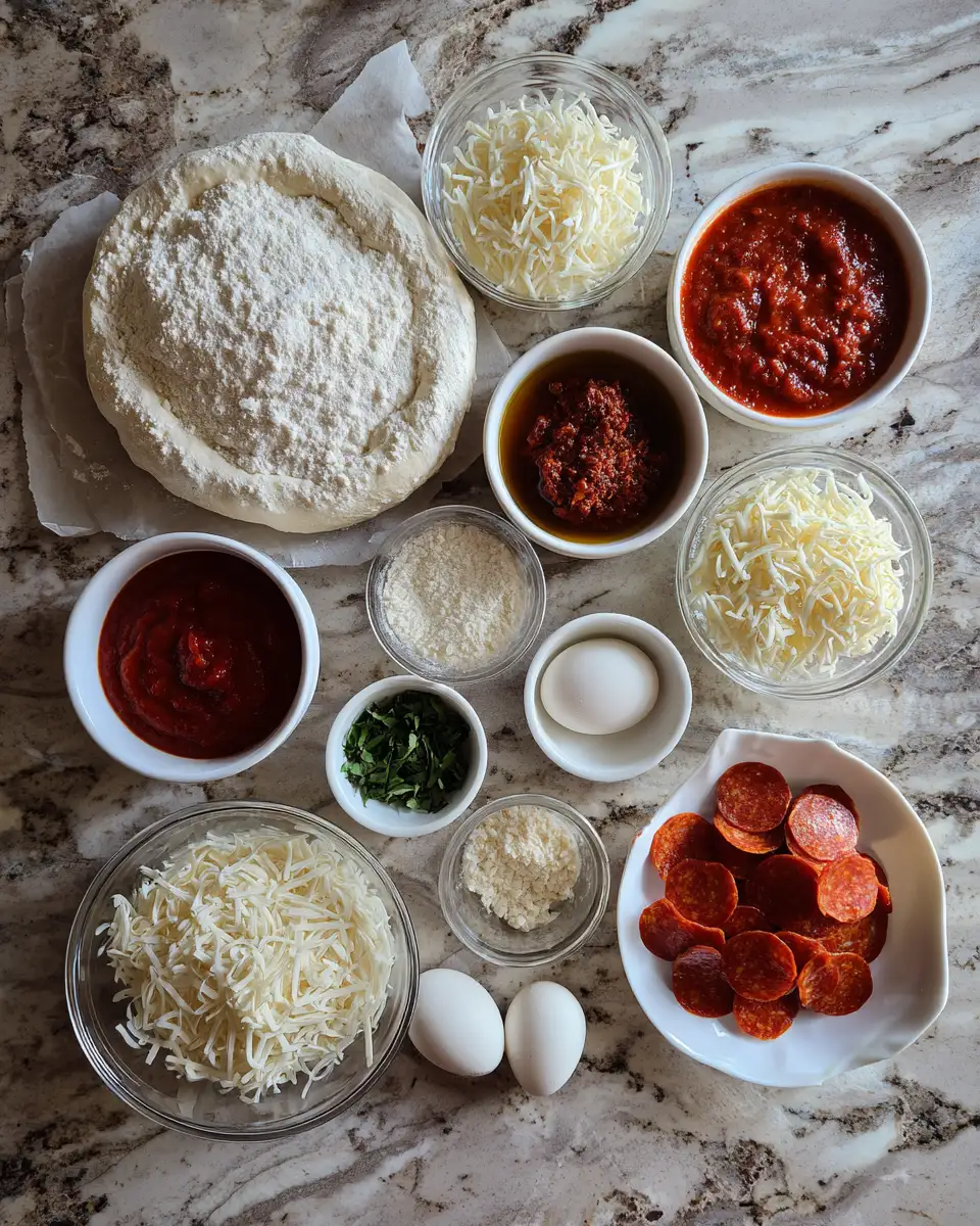 Ingredients for Discover the Epic Stuffed Crust Pizza with the Ultimate Cheese Pull
