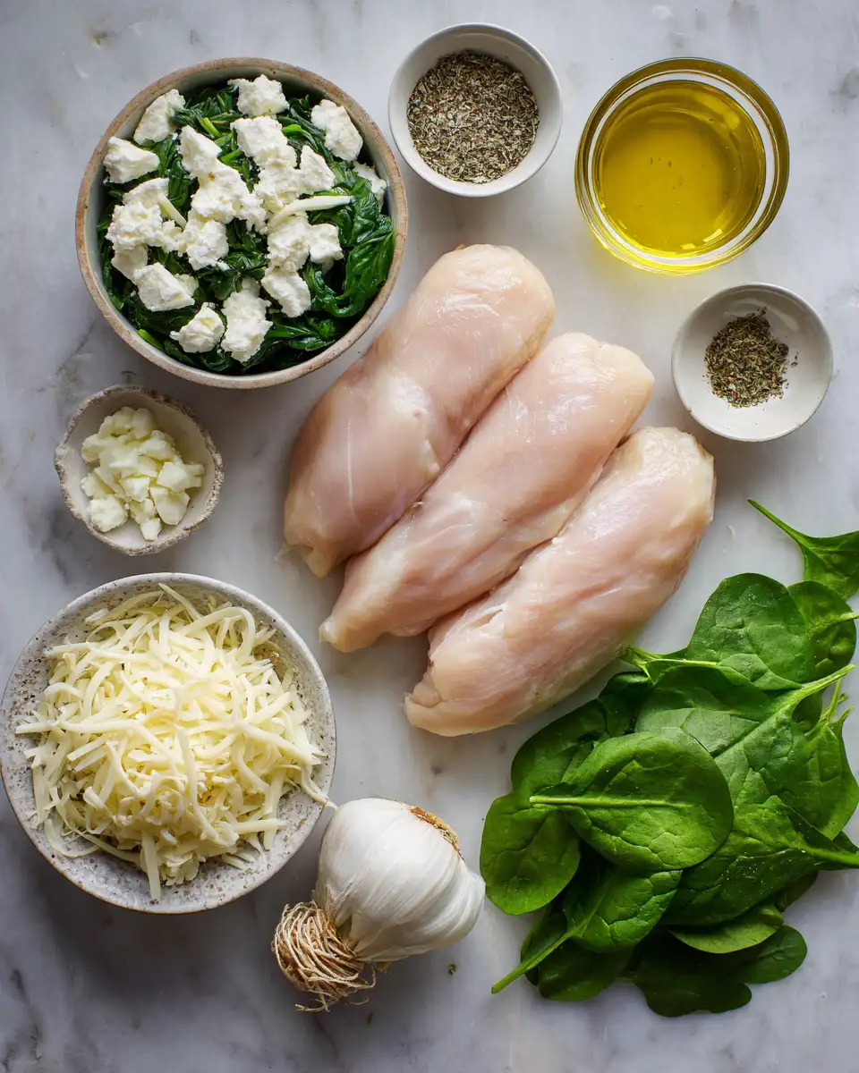 Ingredients for Delicious Feta and Spinach Rolled Chicken Recipe You Must Try