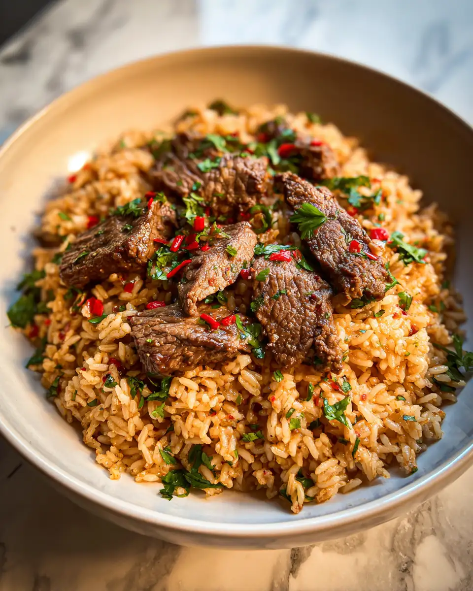 Final dish - Irresistible Garlic Butter Beef and Rice Skillet for Every Lover of Delicious One-Pan Meals