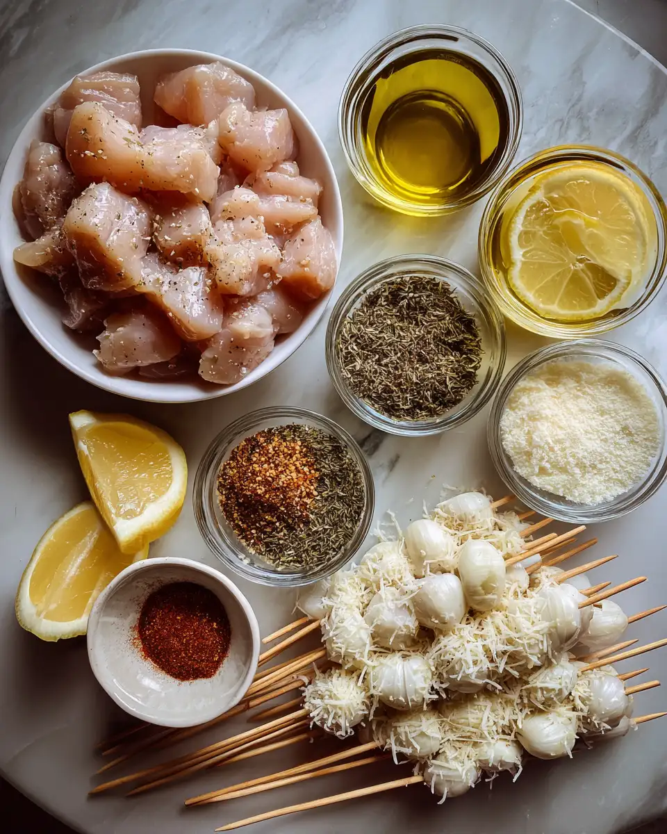 Ingredients for Irresistible Garlic Parmesan Chicken Skewers Perfect for Any Occasion