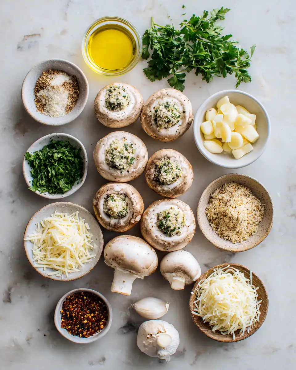 Ingredients for Irresistible Garlic Parmesan Stuffed Mushrooms Your Taste Buds Will Love
