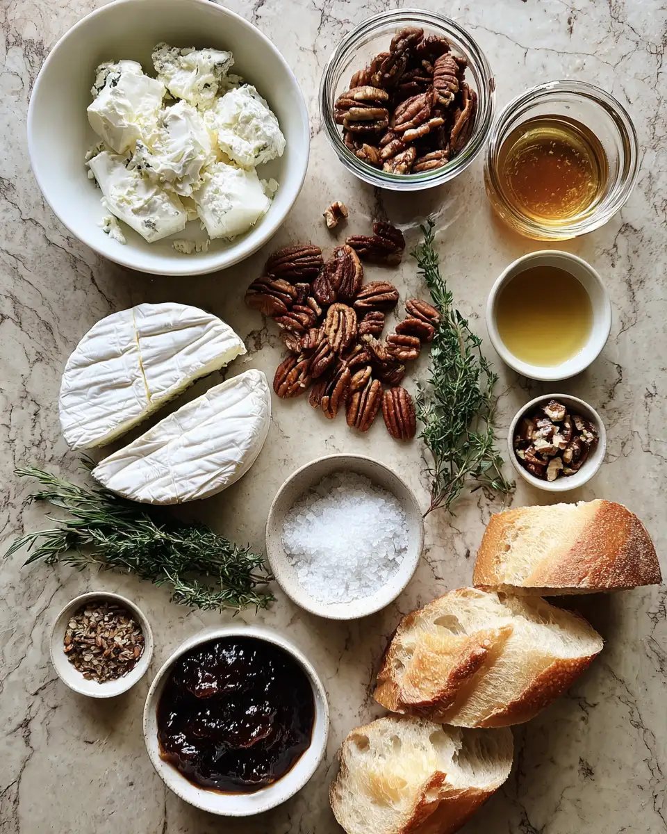 Ingredients for Delicious Goat Cheese Appetizer with Fig Jam and Pecans to Impress Your Guests