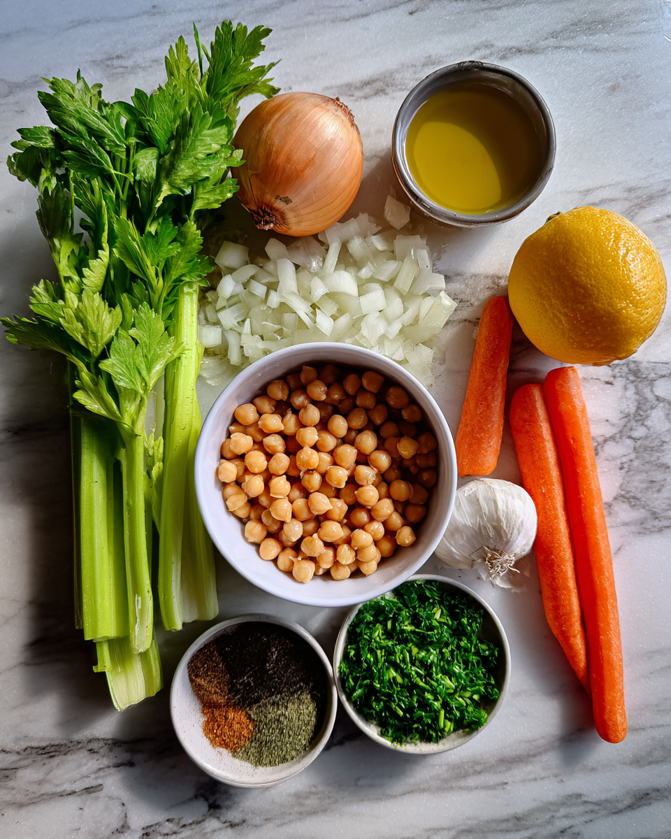 Ingredients for Warm Up with Authentic Greek Chickpea Soup Deliciously Comforting and Easy to Make
