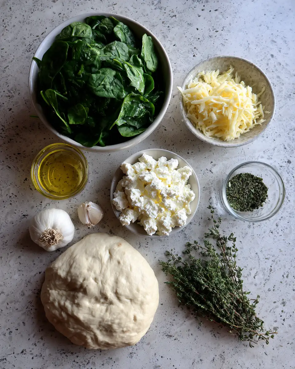 Ingredients for Discover the Deliciousness of Greek Spinach and White Pizza