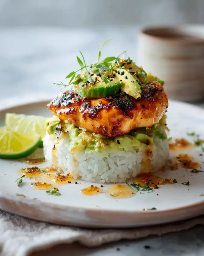 Delicious Honey Lime Chicken and Avocado Rice Stack Recipe to Satisfy Your Cravings - Featured Image