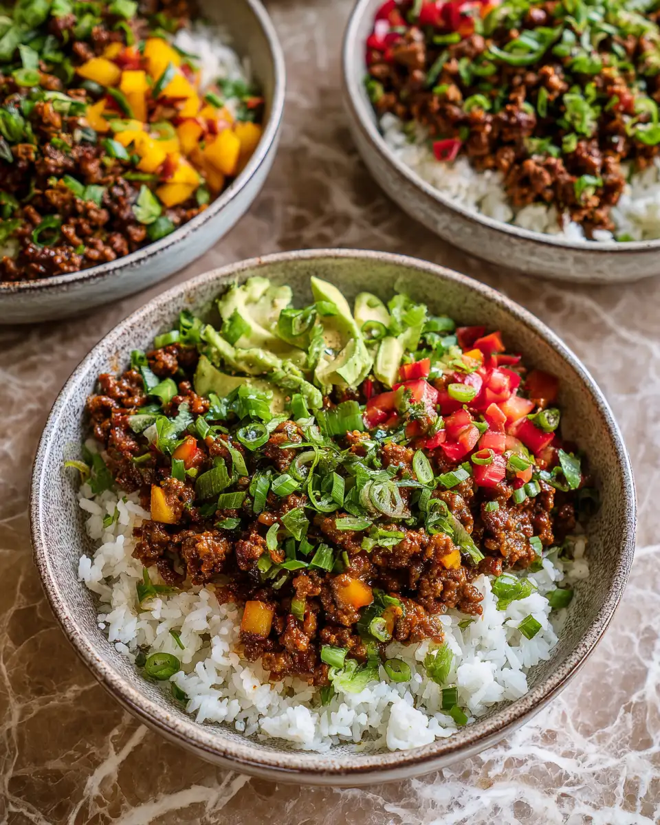 Final dish - Irresistible Hot Honey Ground Beef Bowls for the Ultimate Lover