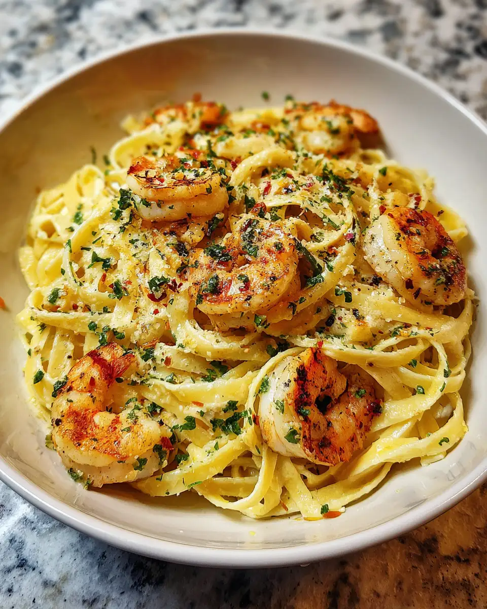 Final dish - Irresistible Creamy Garlic Butter Shrimp Pasta Recipe You Must Try
