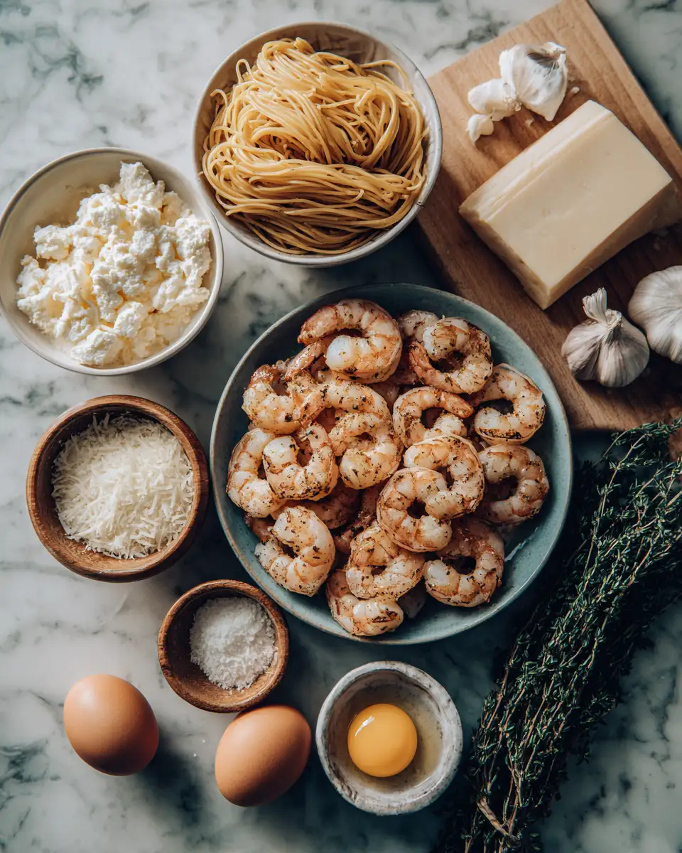 Ingredients for Irresistible Creamy Garlic Butter Shrimp Pasta Recipe You Must Try